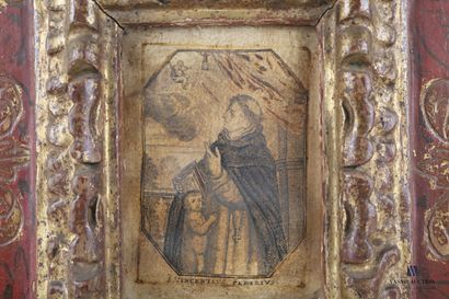 null Italian school 

S.Vincentius feperius 

Engraving on vellum

10 x 7 cm

Wooden...
