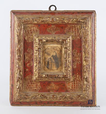 null Italian school 

S.Vincentius feperius 

Engraving on vellum

10 x 7 cm

Wooden...