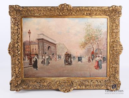null RAGIONE Raffaele (1851-1919). 

View of the Porte Saint Martin in Paris

Oil...