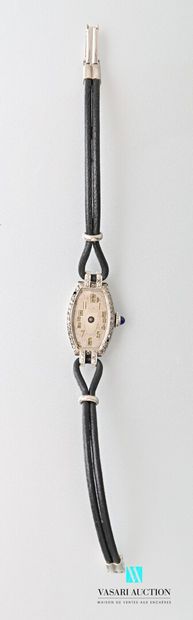 null Montre bracelet de dame Art Déco, le boîtier en or gris 750 millièmes de forme...