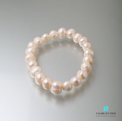 null Bracelet orné de perles blanches sur élastique