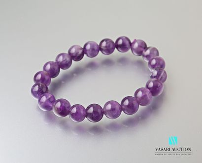 null Amethyst beads bracelet 10,1 mm on elastic cord