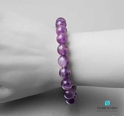 null Amethyst beads bracelet 10,1 mm on elastic cord