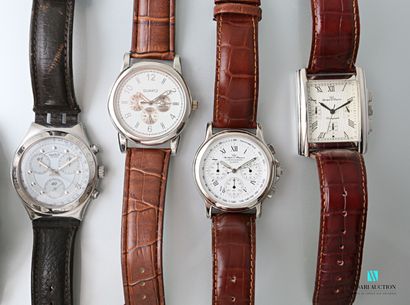 null Lot de 5 montres bracelets d'homme, mouvements à quartz :

une Yonger et Bresson...