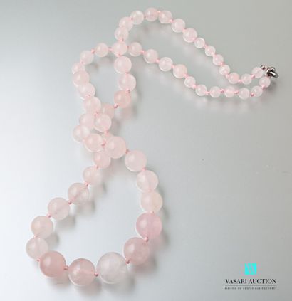 null Necklace of pink quartz pearls in fall, the clasp snap hook out of steel.

Length...