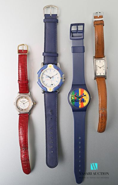 null Un lot de trois montres publicitaire et une montre de marque Yema

(usures,...