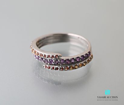 null Silver ring 925 thousandths: cross ring set with amethysts and citrines 

Gross...