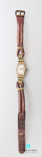 null Art Deco ladies' wristwatch in silver and gold, tonneau-shaped case, beige dial...