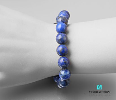 null Bracelet orné de billes de lapis lazuli sur élastique