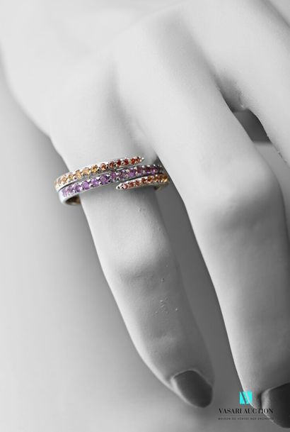 null Silver ring 925 thousandths: cross ring set with amethysts and citrines 

Gross...