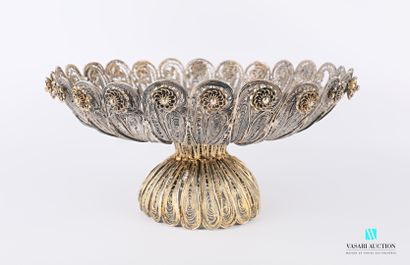null Important silver and gilt silver filigree bowl, decorated with ribs and finished...