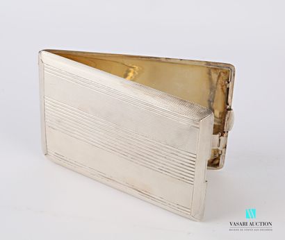 null Lancel silver cigarette case, the plates decorated with horizontal bands flanked...