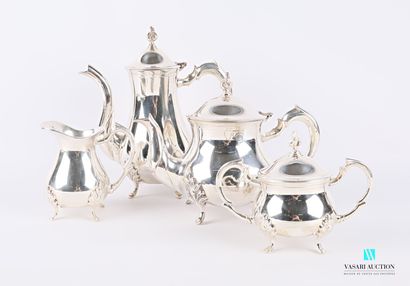 null Service à thé et à café en métal argenté comprenant une théière, une cafetière,...