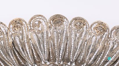 null Important silver and gilt silver filigree bowl, decorated with ribs and finished...