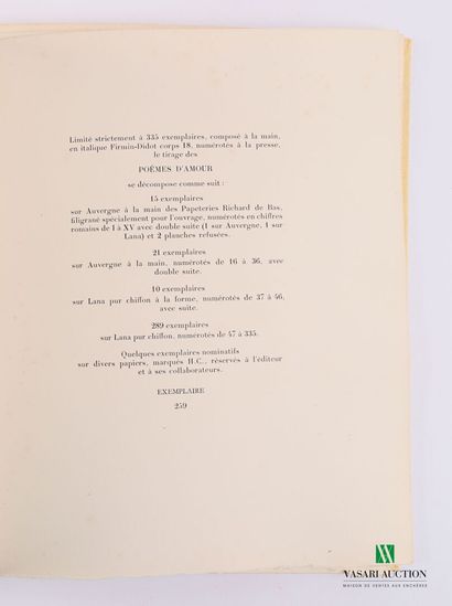 null [POEMES]

COLLECTIVE - Poêmes d'amour - Reims Éditions Hébé 1949 - one volume...