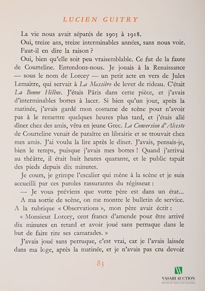 null GUITRY Sacha - Oeuvres Lucien Guitry raconté par son fils - Quadrille - Et puis...