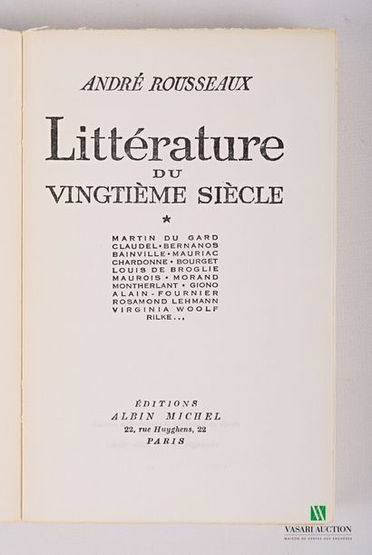 null [LITTERATURE]

ROUSSEAUX André - Littérature du vingtième siècle - Paris, Albin...