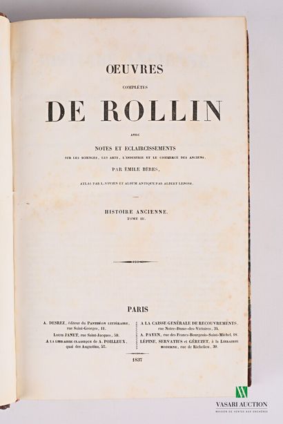 null [HISTOIRE & HISTOIRE NATURELLE]

Lot comprenant six ouvrages :

- ROLLIN - Oeuvres...