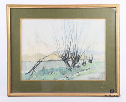 null BRUCHON P. (20th century) 

Trognes by the river

Watercolour on paper

Signed,...
