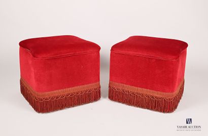 null Pair of cubic-shaped poufs, the square-shaped seat opens with a flap revealing...