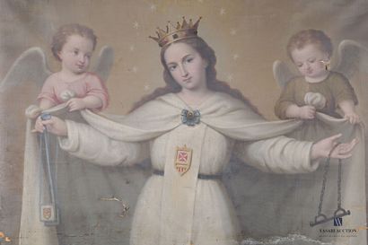 null French school of the 19th century

Crowned saint surrounded by two angels

Oil...