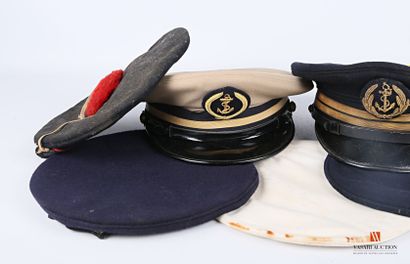 null First class ensign's cap, one second class ensign's summer cap, one tarpaulin,...