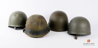 null French Army: heavy helmets model 51 khaki, 2 pieces, helmet model F1 khaki TAP,...