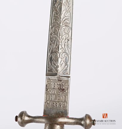 null Romantic dagger, superb bifacial blade 17,8 cm, marked on the heel in etching...