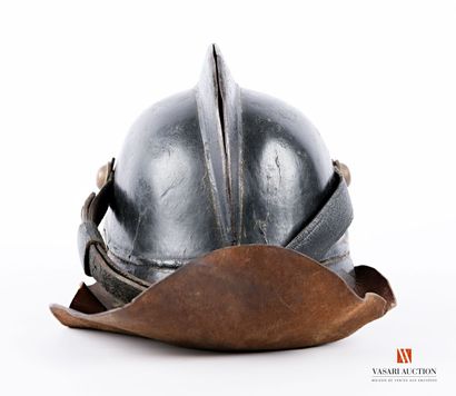null Fireman's helmet, model known as the volunteer firemen's helmet, leather bomb...