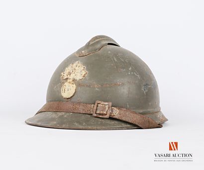 null Adrian helmet model 1915, repainted in khaki for WWII use, infantry attribute,...