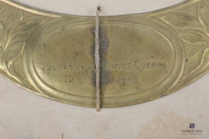null Plaque de Soldat de la Grande Guerre 1914-1918, laiton estampé, complète de...