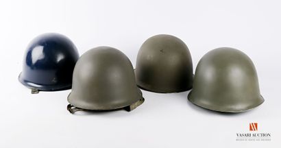 null French Army: heavy helmets model 51, Army khaki paint (3 pieces), Gendarmerie...