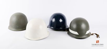null French Army: heavy helmets model 51, Military Police, Gendarmerie blue paint,...