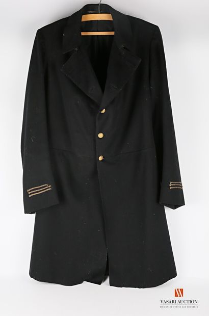 null Manteau d'officier de marine, drap noir, boutons à l'ancre, galons rapportés,...