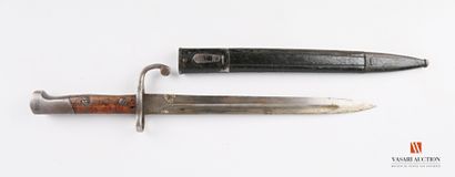 null Brazilian bayonet model 1908, 295 mm straight blade, wooden plates, leather...