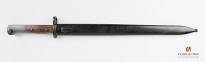 null Baïonnette belge modèle 24-30, lame bronzée droite de 385 mm, plaquettes bois,...