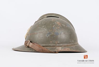 null Adrian helmet model 1915, repainted in khaki for WWII use, infantry attribute,...
