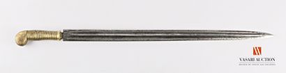 null Dague de chasse, lame à double gorge, de 54 cm, poignée laiton, incomplet, SF,...