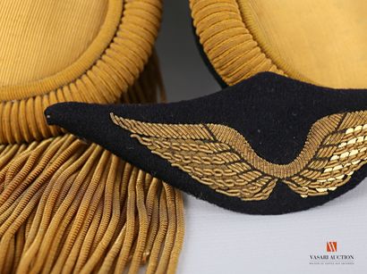 null D'un officier d'artillerie : paire d'épaulettes dorées, une à franges souples...