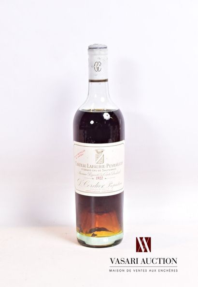 null 1 bouteille	Château LAFAURIE PEYRAGUEY	Sauternes 1er CC	1922

	Et. légèrement...