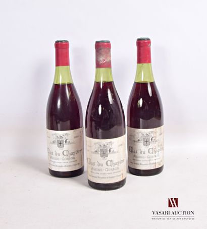 null 3 bouteilles	ALOXE CORTON Clos du Chapitre mise L. Latour nég.		1969

	Et. fanées...