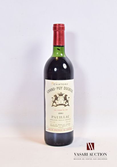 null 1 bottle Château GRAND PUY DUCASSE Pauillac GCC 1981

	And. a little faded and...
