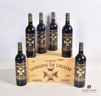 null 6 bouteilles	Château Du DOMAINE DE L'ÉGLISE	Pomerol	1998

	Et. impeccables....
