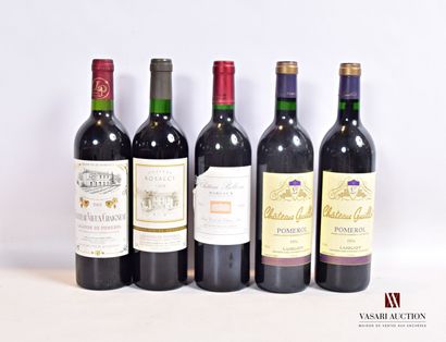 null Lot of 5 bottles including :

1 bottle Château VIEUX CHAIGNEAU Lalande de Pomerol...