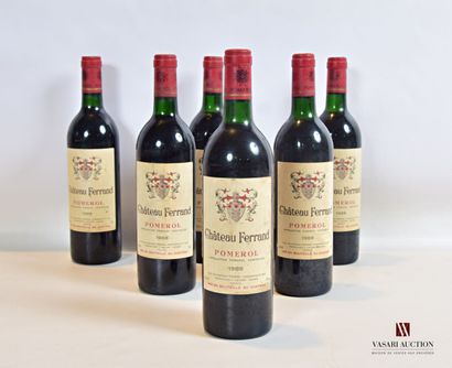 null 6 bottles Château FERRAND Pomerol 1988

	Stained. N: 3 low neck/ high shoulder...
