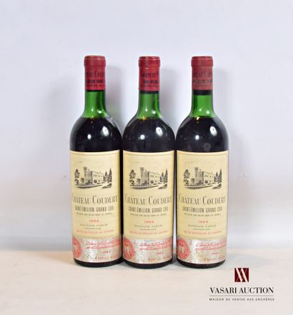 null 3 bottles Château COUDERT St Emilion GC 1964

	And. a little faded and stained....