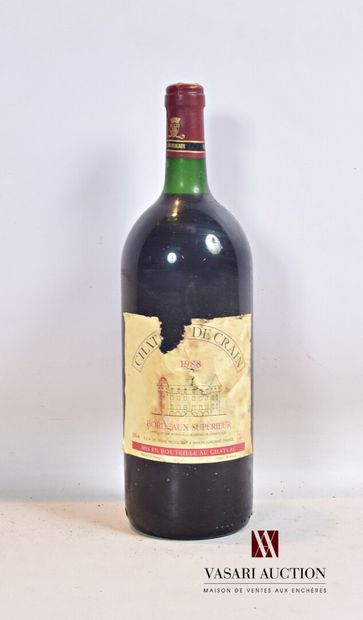 null 1 Magnum Château DE CRAIN Bordeaux Supérieur 1988

	Et. stained and torn. N:...