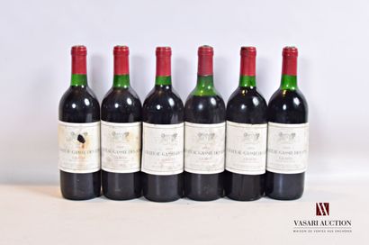 null 6 bottles Château GASIE DES APAS Graves 1989

	Stained (1 tear). N: 1 low neck,...