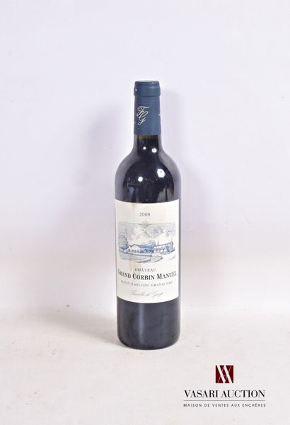 null 1 bouteille	Château GRAND CORBIN MANUEL	St Emilion GC	2008

	Et. tachée. N :...