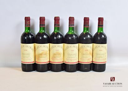 null 6 bouteilles	Château DE CRAIN	Bordeaux Supérieur	1988

	Et. plus ou moins tachées....